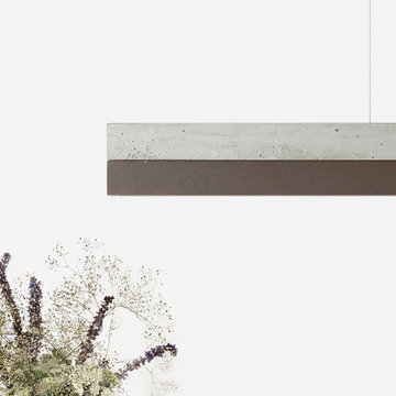 GANTlights [C1] Concrete & Corten Steel (Dimmable LED) Pendant Light Rectangular
