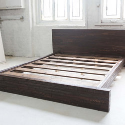 Dark Rustic Platform Bed - Bed Frames