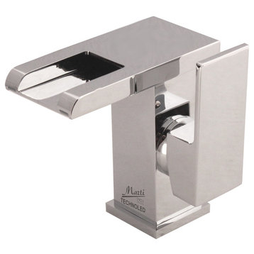 Technoled bathroom sink faucet. LED temperature sensor, Polished Chrome