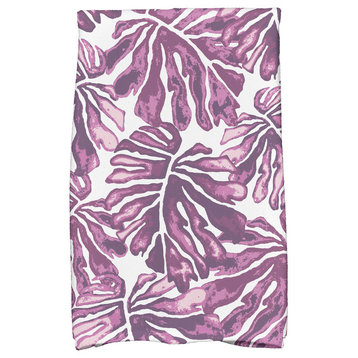18"x30" Palm Leaves, Floral Print Kitchen Towel, Purple