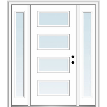 64"x80" 4 Lites Clear Left-Hand Inswing Primed Fiberglass Door, 6-9/16"