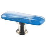 Glass Storm Studios - Steel Blue Handmade Glass, Oblong Knob - Swirling clouds against a steel blue background. All our products are handmade to order. Variations in color and pattern are part of their charm. Important: Do not use an electric drill or electric screwdriver.