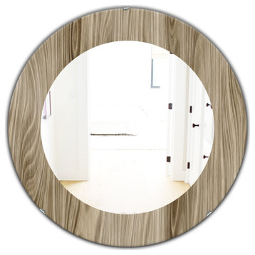 Designart Wood Iii Midcentury Frameless Oval Or Round Wall Mirror, 32x32