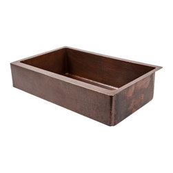 Premier Copper 35&Prime; Retrofit Copper Hammered Kitchen Apron Single Basin Sink KASD - Kitchen Sinks