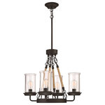 Craftmade - Craftmade Homestead 4 Light Outdoor Chandelier, Espresso - When it comes to outdoor decor, your lighting should embody a ruggedness capable of withstanding the elements. The artisan style of our Homestead Collection uses bulbs protected in glass canisters and suspended from a pendant fixture wrapped in twisted rope. The Homestead is an outdoor lighting collection built to last.