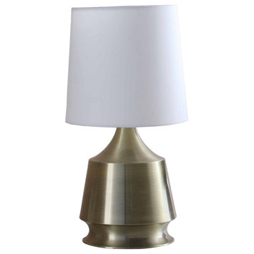 Benzara BM240331 Table Lamp With Metal Bottle Shape Base, Antique Brass