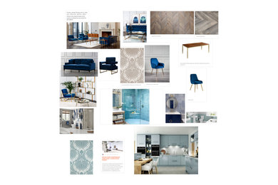 Design ideas for a contemporary enclosed living room in Kent with blue walls, laminate floors and grey floors.