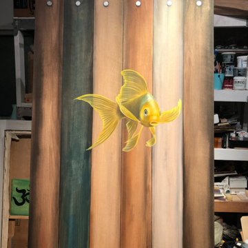 Koi Fish Master Bathroom Sliding Barn Door