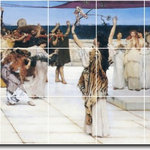 Picture-Tiles.com - Lawrence Alma-Tadema Historical Painting Ceramic Tile Mural #70, 84"x36" - Mural Title: A Dedication To Bacchus