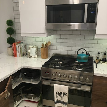 Small walnut kitchen with IKEA and Semihandmade
