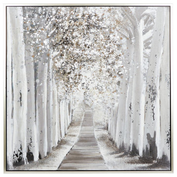 Traditional White Canvas Framed Wall Art 87892
