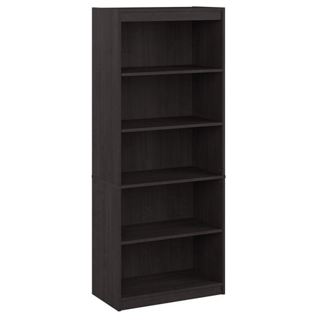 Bestar Ridgeley 5-Shelf Engineered Wood Bookcase in Charcoal Maple