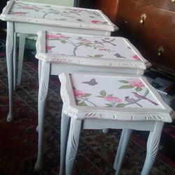 FOR SALE-vintage nest of three decoupaged tables...&pound;65.00 - Products
