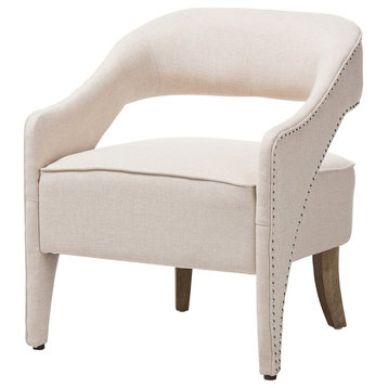 Floriane Beige Fabric Upholstered Lounge Chair