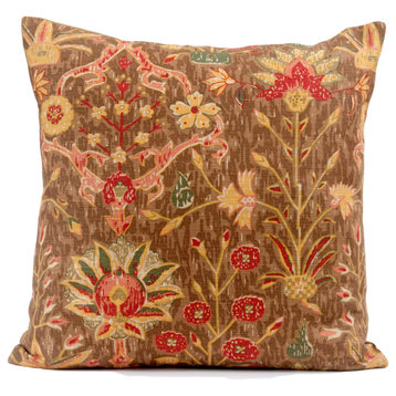 Bohemian Pillow Cover, Thibaut Floral Pillow Cover, 18"x18"