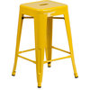 24" High Backless Yellow Metal Indoor-Outdoor Counter H Stool