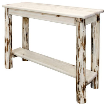 Montana Woodworks Transitional Solid Wood Console Table with Shelf in Natural