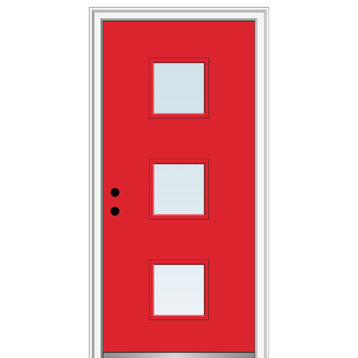 36 in.x80 in. 3 Lite Clear Right-Hand Inswing Painted Steel Door