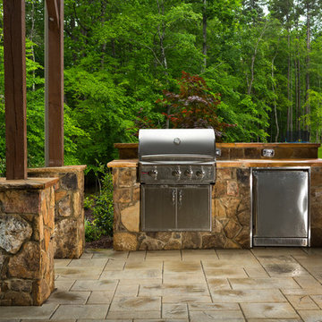 Flagstone Patio with Firepit