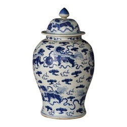 Belle & June - Foo Dog Temple Jar - Decorative Jars And Urns