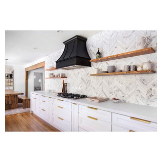 Transitional facelift for a kitchen, 2 bathrooms & the playroom in ...