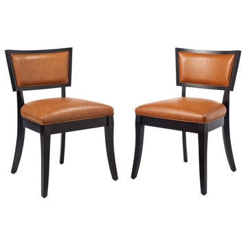 Pristine Vegan Leather Dining Chairs Set of 2, Tan