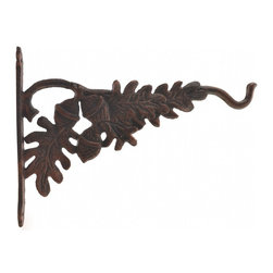 Import Wholesales - Decorative Cast Iron Plant Hanger, Oak Leaf And Acorn, 12.625" Deep - Planter Hardware And Accessories