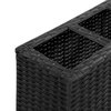 vidaXL Planter with Wheels Flower Box with 4 Removable Inner Black Poly Rattan