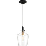 Quoizel - Quoizel June One Light Mini Pendant JUN1508EK - One Light Mini Pendant from June collection in Earth Black finish. Number of Bulbs 1. Max Wattage 100.00 . No bulbs included. The Collection`s minimalist charm is enhanced by simple industrial details. A subtly tapered clear glass shade beautifully showcases the painted brass sockets, which pop against the deep earth black finish. Choose from a variety of configurations and adjust the cable to your desired height. No UL Availability at this time.
