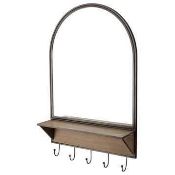 HomeRoots Arch Wood and Metal Frame Wall Mirror