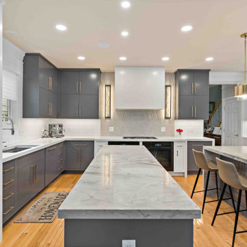Pristine McLean Kitchen & Basement Remodel Offers Functionality for Large Family