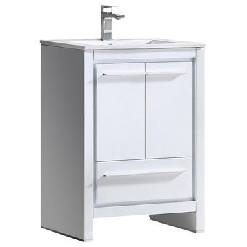 Allier 24" Bathroom Cabinet, Base: White, With Integrated Sink