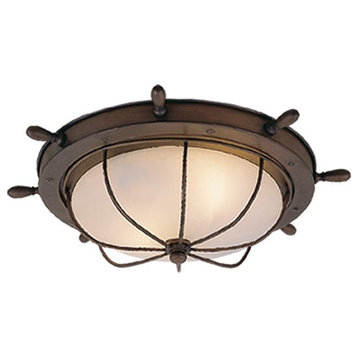 Nautical 15-in Outdoor Flush Mount Ceiling Light Antique Red Copper