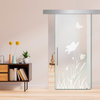 Glass Sliding Barn Door with various  Full-Private Frosted Designs, 36"x84", Recessed Grip