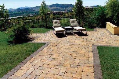 Inspiration for a large traditional backyard full sun garden in Sacramento with a garden path and brick pavers.