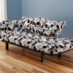 Black Metal Futon with Tanglewood Mattress in Lounger Position - Products