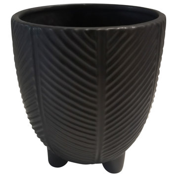 Porcelain, 6" Footed Planter, Black