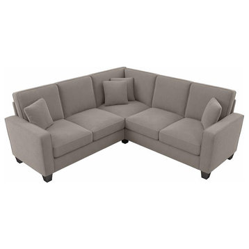 Stockton 86W L Shaped Sectional Couch in Beige Herringbone Fabric