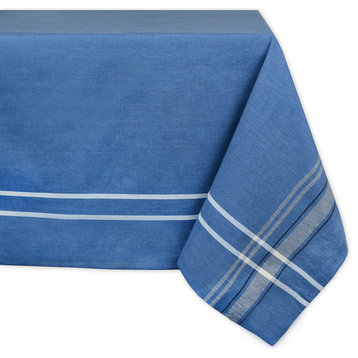 DII Blue Chambray French Stripe Tablecloth 60"x84"