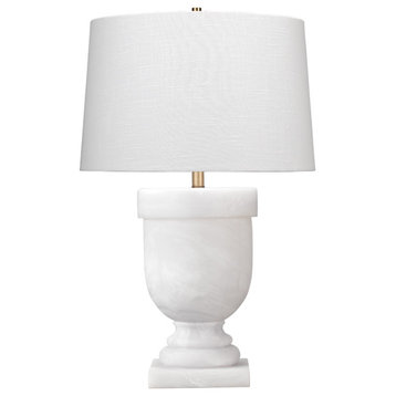 Luxe Large Faux White Alabaster Table Lamp Urn Shape Traditional Classic