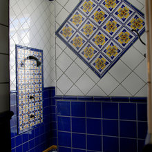 mexican tiled kitchen, bath