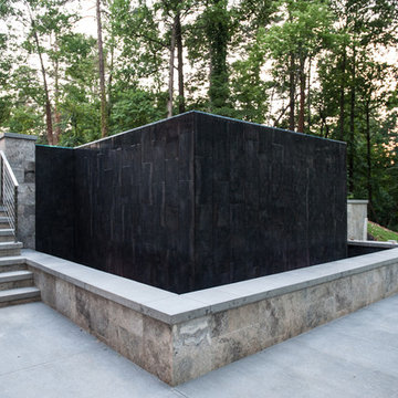 Buckhead Steep Slope Infinity Pool with Seat Wall & Fire Pit