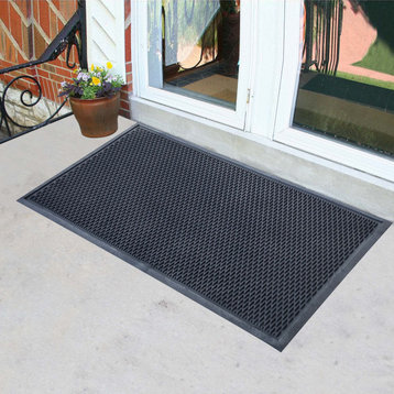 3X5 Foot Commercial Slotted Scraper Rubber Mat, 2 Pack
