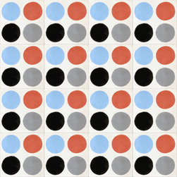 White Four Circles Cement Tile - Wall And Floor Tile