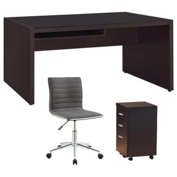 Home Square 3 Piece Set with Desk Mobile File Cabinet Adjustable Office Chair