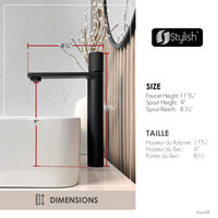 STYLISH Nessa Single Handle 12 1/2" Matte Black Vessel Bathroom Faucet
