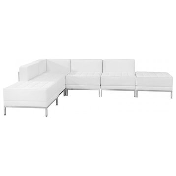 Hercules Imagination Series White Leather Sectional Configuration, 6 Pieces