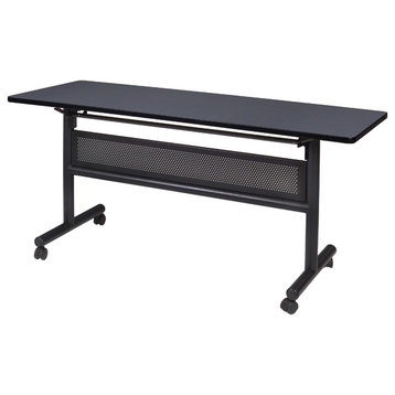 Kobe 60" Flip Top Mobile Training Table With Modesty, Gray