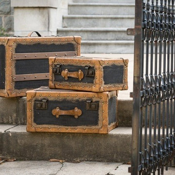 Vintage-Style Handcrafted Wooden Suitcases, Set of 3