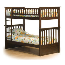 Antique Walnut Columbia Twin over Twin Bunk Bed - Bunk Beds